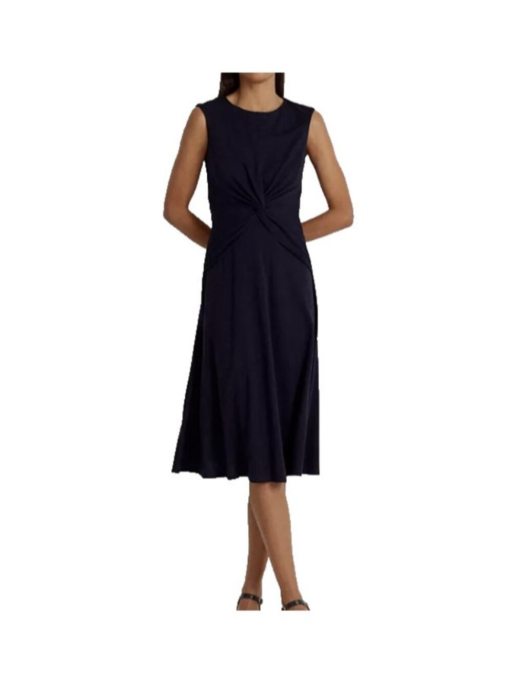 LAUREN Ralph Lauren Twist-Front Jersey Dress Lighthouse Navy ( 2 )